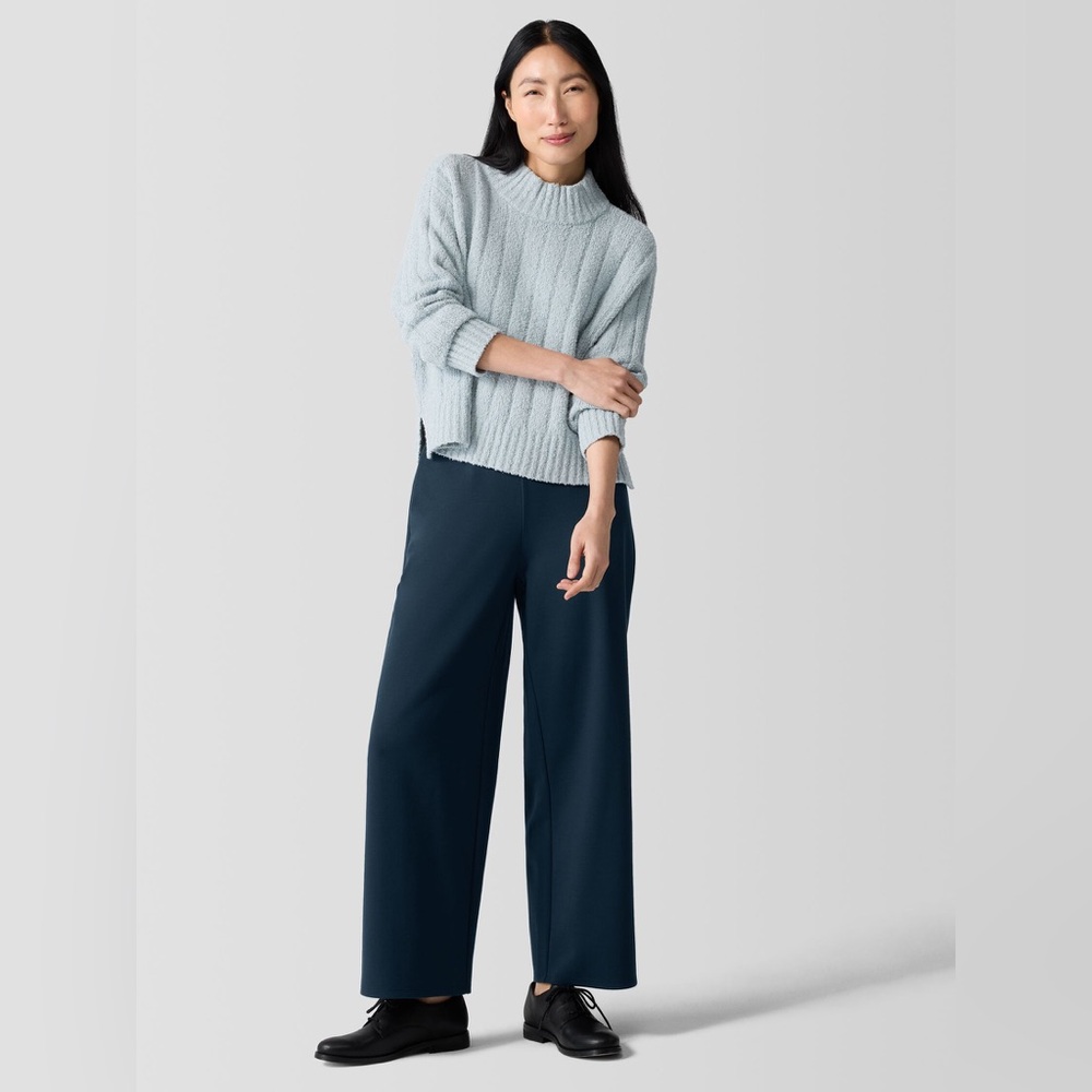 NWT Eileen Fisher Cotton Fluff Rib Turtleneck Top Boxy Fit, Cropped Length Sz 1X